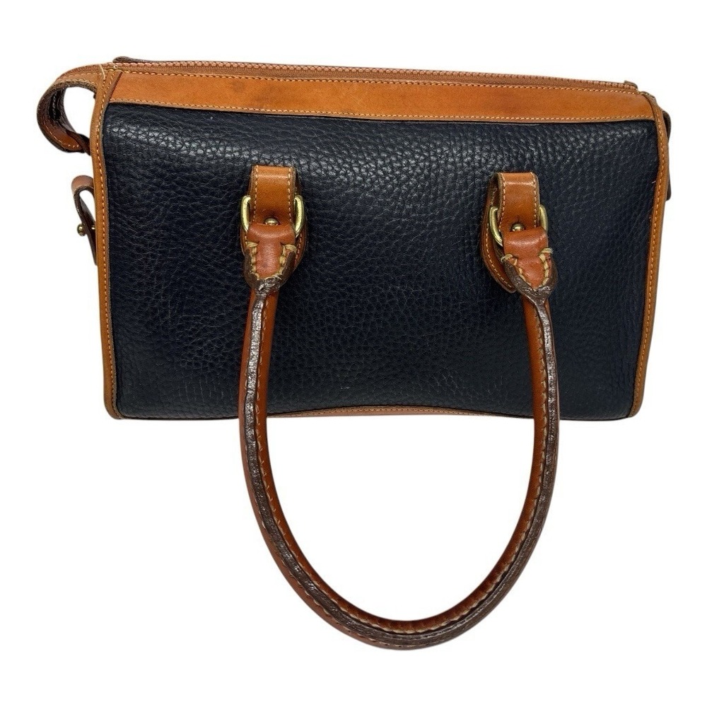 Vintage Dooney & Bourke Black & Tan Leather Satchel Bag + Strap Classic Preppy - Picture 6 of 16